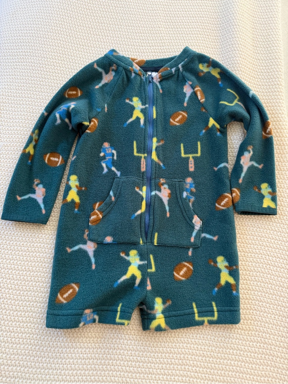 Chubbier Kids Football Print Fleece One-Piece Romper 3T